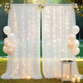 10×10ft Tulle Backdrop Curtains with Lights String - 300LED Fairy Lights Sheer Curtain Backdrop for Weddings Baby Shower and Birthday Party Decorations(4 Panels 5×10ft)