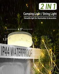 String Lights with 130 Warm White LEDs, Solar USB Rechargeable, 8 Modes