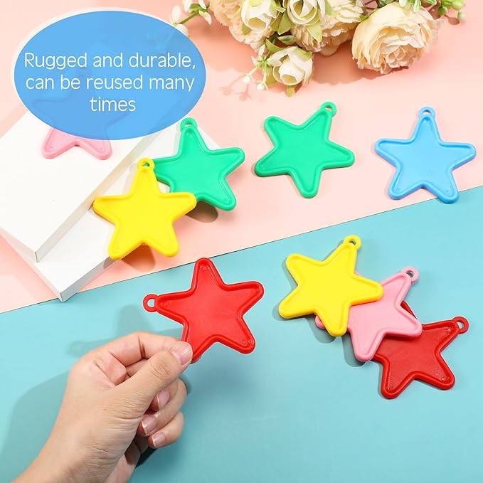 Balloon Weights 80 Count Star Shaped Plastic in Bright Colors