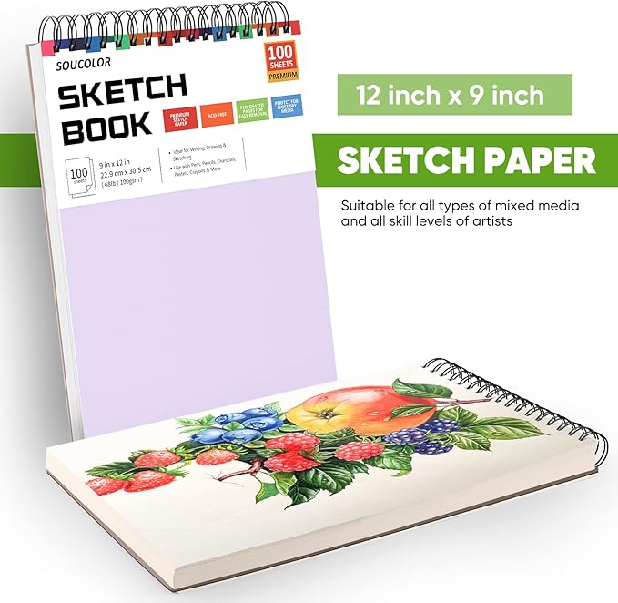 Soucolor 9 x12 Inch Sketch Book,Teen Girl Trendy Stuff, Halloween & Christmas for Teen Girls 4-12, Mother's Day, Birthday for Daughter Wife, Creative Gift for Mum Her, Christmas Coloring Book