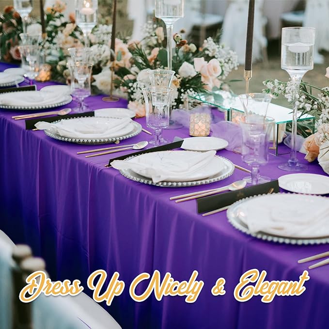 BRILLMAX 10 Pack Purple Tablecloths for 8 Foot Rectangle Tables 60 x 126 Inch - 8ft Rectangular Bulk Linen Polyester Fabric Washable Cloth Cover for Wedding Reception Banquet Birthday Party