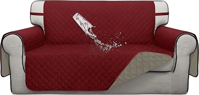 Sofa Slipcovers, Waterproof Reversible Cover in Christmas Red/Beige