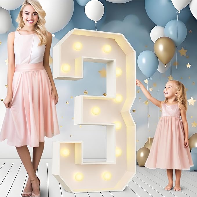 Decorative Marquee Number Sign 4-Foot Light Up Foam Board Party Decor