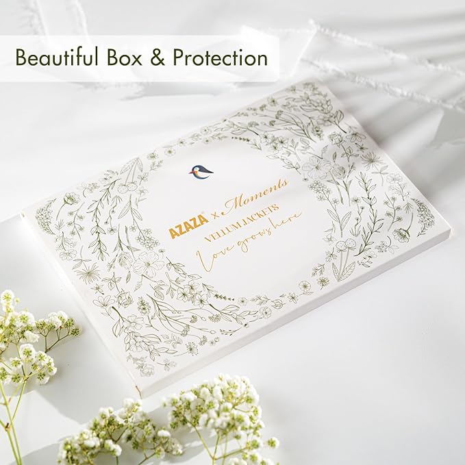 50 Pack Pre-Folded Vellum Jackets For 5x7 Invitations,AZAZA Gorgeous Translucent Invitation Sleeves,115GSM Vellum Jackets 5x7, Wedding Invitation Accessories, For Weddings Birthdays,Rose Golden Roses