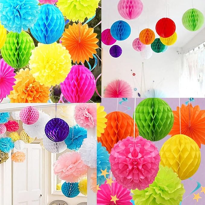 12pcs Party Honeycomb Balls Decorations 4'' 8'' 10'' Honeycomb Ball Flower Tissue Pom Poms Flower Balls Hanging Flower Balls for Baby Shower Birthday Wedding Nursery Wall Decor(4'' 8'' 10'' Red)