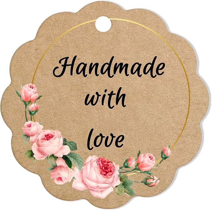 Custom Tags for Handmade Items, Personalized Tags for Favors, Customized Hang Tag for Clothing, Customized Gifts Wrapping Labels, Wedding Items Birthday Party Favors with String (Flower Shape)