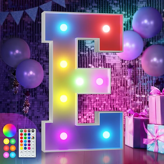 Marquee Light Up Letter E Party Decoration, 3 ft Foam Board, 16 Colors