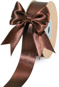 LaRibbons Brown Ribbon 1 Inch 25 Yards Luxury Double Faced Friar Brown Silk Ribbon for Flower Bouquet Crafts Gift Wrapping Wedding Party Decoration