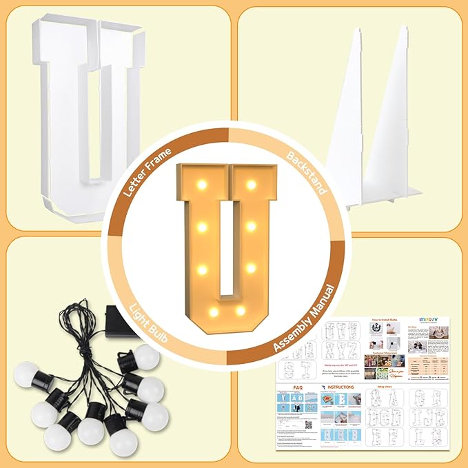 Party Supplies Light Up Marquee Letter U, 3 Ft Foam Board Sign