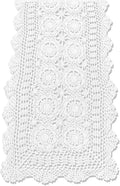 KEPSWET Cotton Handmade Crochet Lace Table Runner White Rectangle Coffee Table Dresser Decor (14x84 inch)