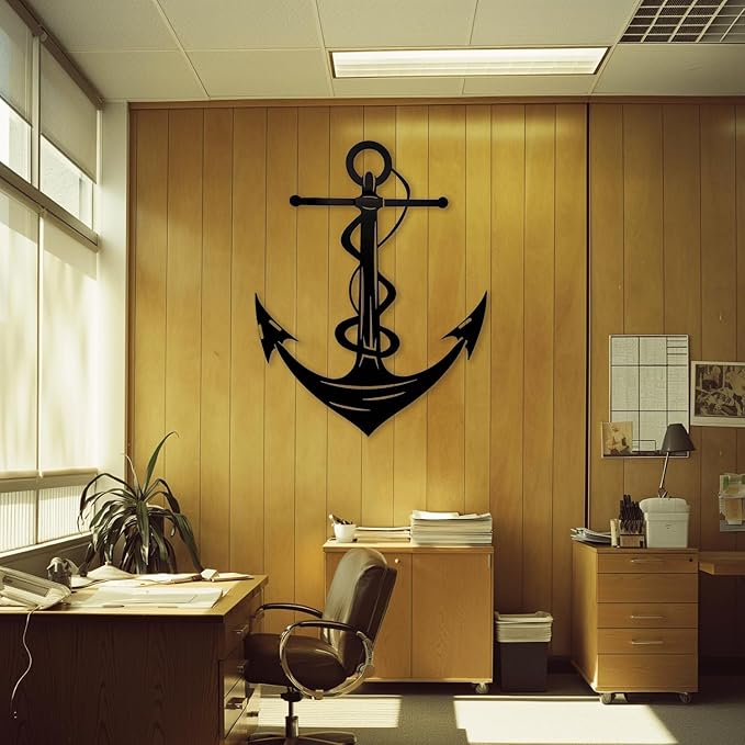 XXQ Anchor Metal Wall Decor, Anchor Metal Wall Art for Bedroom Living Room Dorm Antique Anchor Wall Decor Antique Metal Anchor Farmhouse Decor (Black, 24" x 35" / 60 x 90cm)