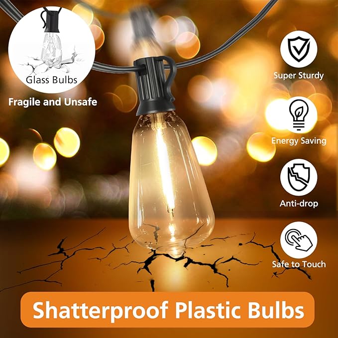 String Lights, 150 Ft Outdoor LED with Dimmable Remote and 3 Color Temps