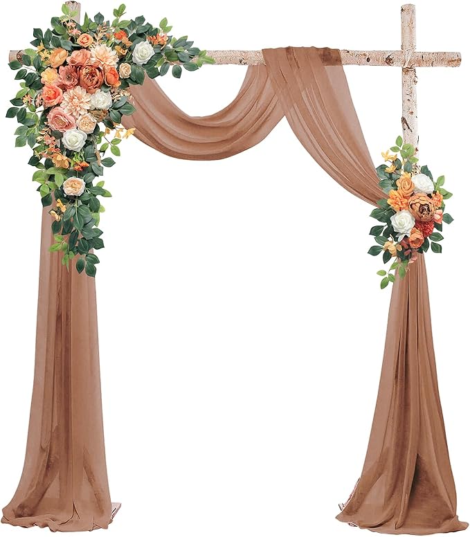 Artificial Flowers for Wedding Arch, Foam and Silk, With Sheer Drape
