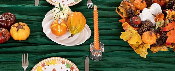 Emerald Green Cheesecloth Table Runner 4 Pack Fall Table Runners Boho Gauze 120 Inches Green Cheese Cloth Fall Table Decorations for Thanksgiving Wedding Bridal Baby Shower Tea Party