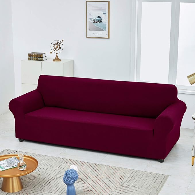 Sofa Slipcover for Loveseat, Burgundy Stretch Couch Cover, Water-Repellent