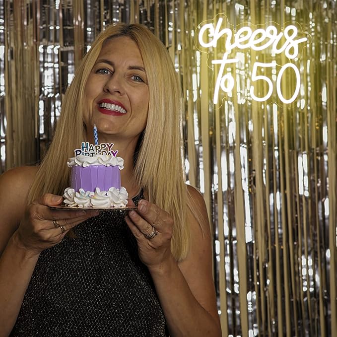 Lighted Neon Sign 50th Birthday Warm White Acrylic Wall Decor