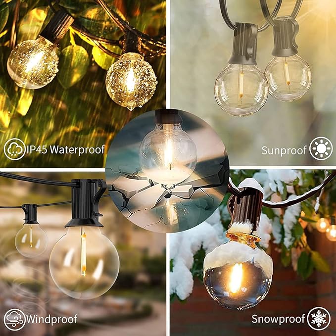 String Lights 150 FT Warm White G40 LED, 75 Shatterproof Bulbs