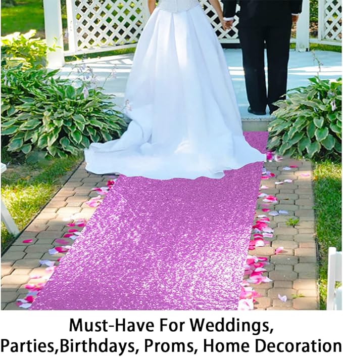 Lavender Sequin Aisle Runner, 2 x 15 Ft Wedding and Party Floor Runner