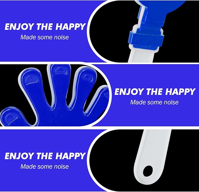 120 Pcs Hand Clappers Noisemakers 7.5 Inch Clappers Noisemakers Plastic Hand Clappers for Birthdays Game Football Sporting Events Cheers Supplies Dance Basketball Football Noisemakers(Bule and White)