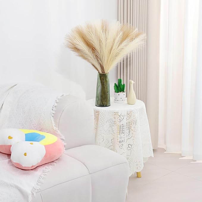 Pampas Grass Decor 30 Pcs 21.7 Inch Faux Brown Pampas Grass Bulk Artificial Dried Flowers Small Vase Filler Pompas Grass.