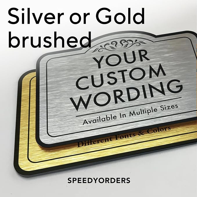 Custom Decorative Outdoor Waterproof Metal Signs, Personalized Aluminum Design 1 Metallic Silver 12x8 In