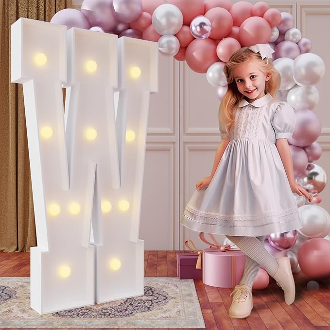 Party Supplies Marquee Light Up Letter W, 4 Ft Foam Board Sign