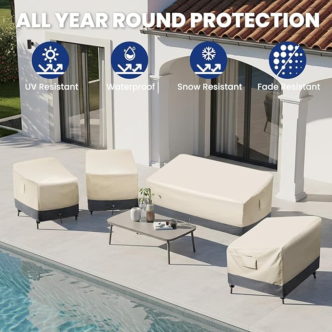 Extra Heavy Duty Patio Chair Covers Waterproof, 2 Pack Patio Furniture Covers for Outdoor Swivel/ Rocking Chair/ Adirondack Chairs, Outdoor Seat Cover with Air Vents, 35"W x 37"D x 38.5"H