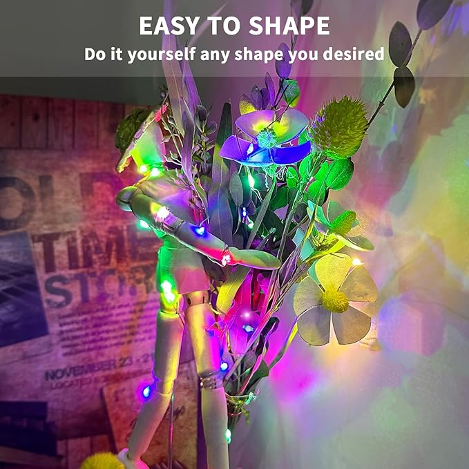 Aogist Led Fairy Lights 3 Modes Battery Operated String Lights Waterproof Silver Wire 7 Feet Firefly Starry Moon Mason Jar Lights for DIY Wedding Party Christmas (Pink, 8 Pack)