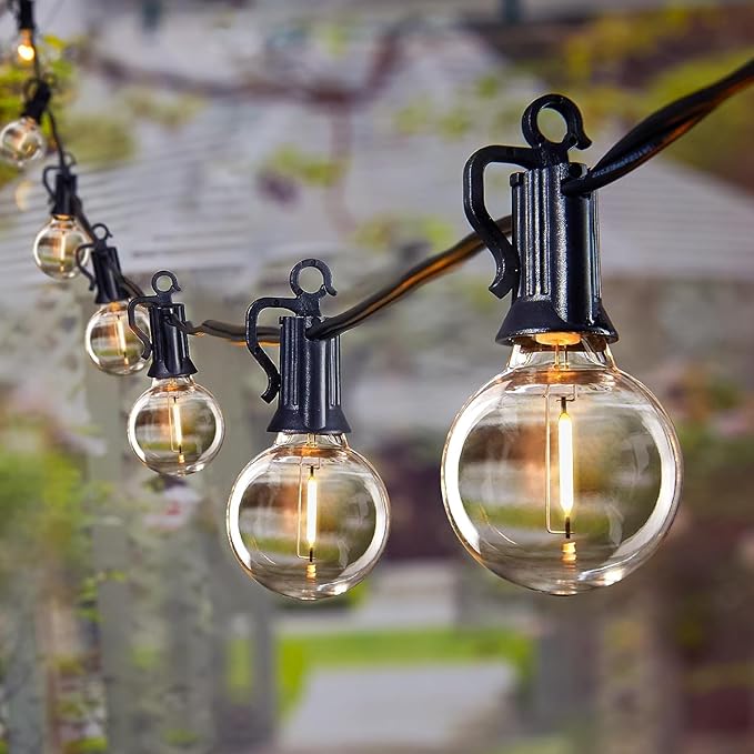 String Lights, 109 Ft Outdoor LED Patio Lights with 50 Warm White Bulbs