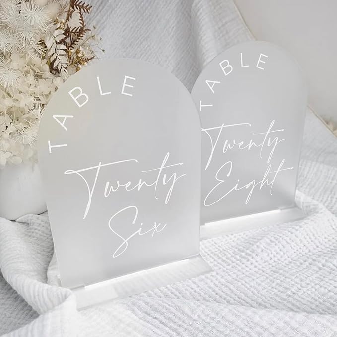 Place Cards: Frosted Acrylic Arch Table Numbers 1-25, 5x7 Inch