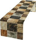 Rustic Cow Skin Patchwork Print Table Runner, Farmhouse Country Western Style Fur Table Cover for Dinning Home Party Holidays Home Setting, 13x120 Inch
