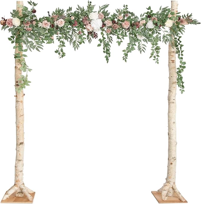 Artificial Flowers Garland 78 Inch Dusty Rose and Mauve Silk Arch Swag