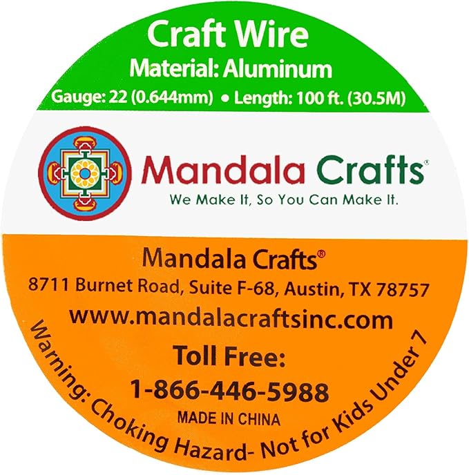 Mandala Crafts 22 Gauge Anodized Aluminum Craft Wire for Jewelry Making - 100 FT Colored Flexible Red Wire - Bendable for Bonsai Armature Crafting Sculpting