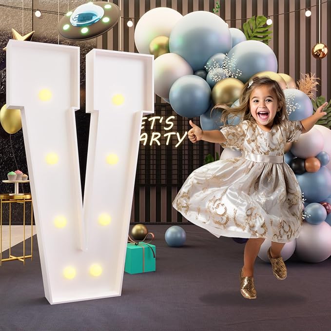 Marquee Light Up Letter V Party Sign, 3 Ft Foam Board Decor
