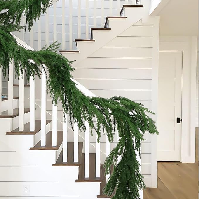 Artificial Norfolk Pine Garland, 2 Pack, 6 Ft Each, Green