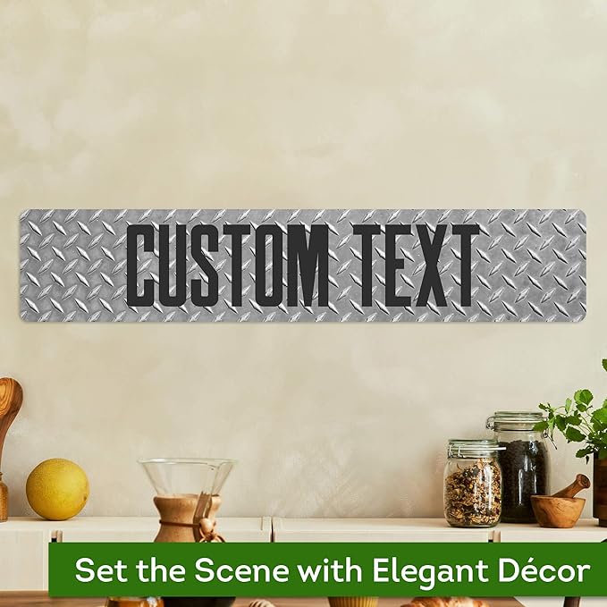 Custom Sign, Custom Street Sign, 11 Font Colors, 13 Font Styles, 4 Hole Options, 22 Sizes, 6x30 Inches, Rust Free DiBound, Fade Resistant, Made in USA by My Sign Center (Diamond Metal)