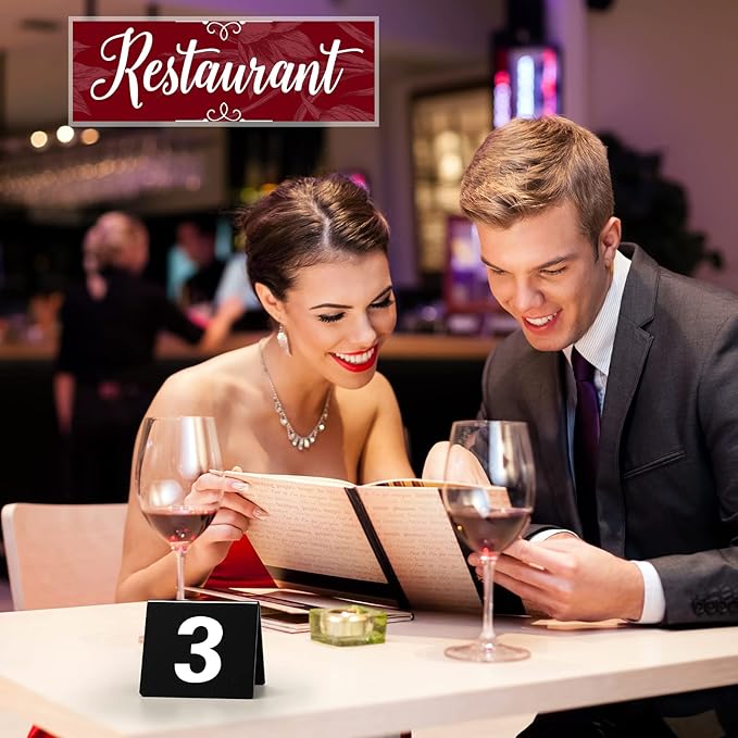 Tuanse Table Numbers 1-25 Acrylic Double Side Numbered Table Tents Plastic Restaurant Wedding Numbers Cards Signs for Party Banquets Wedding Reception(Black, White)