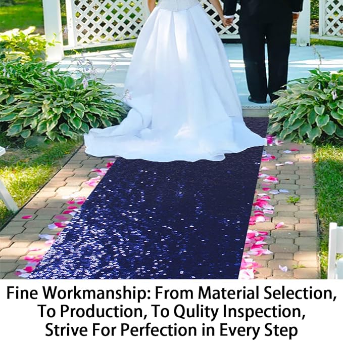 Sequin Aisle Runner, 1 Piece, 2 ft x 15 ft, Navy Blue Party Decor