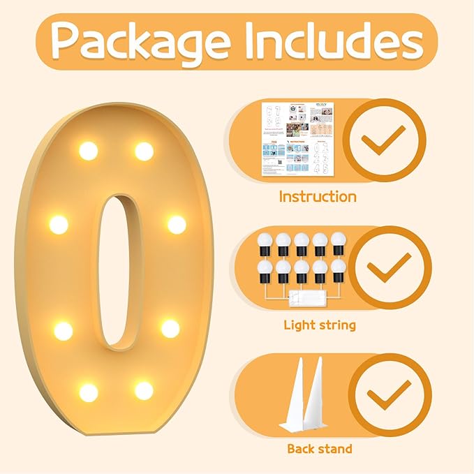 Balloons Light-Up Marquee Number 0 Foam Board Sign, 3 Feet Tall