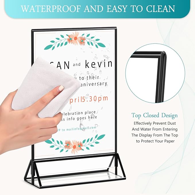 Menu Holders 12 Pack Acrylic Table Sign Frames for 5x7 Photos