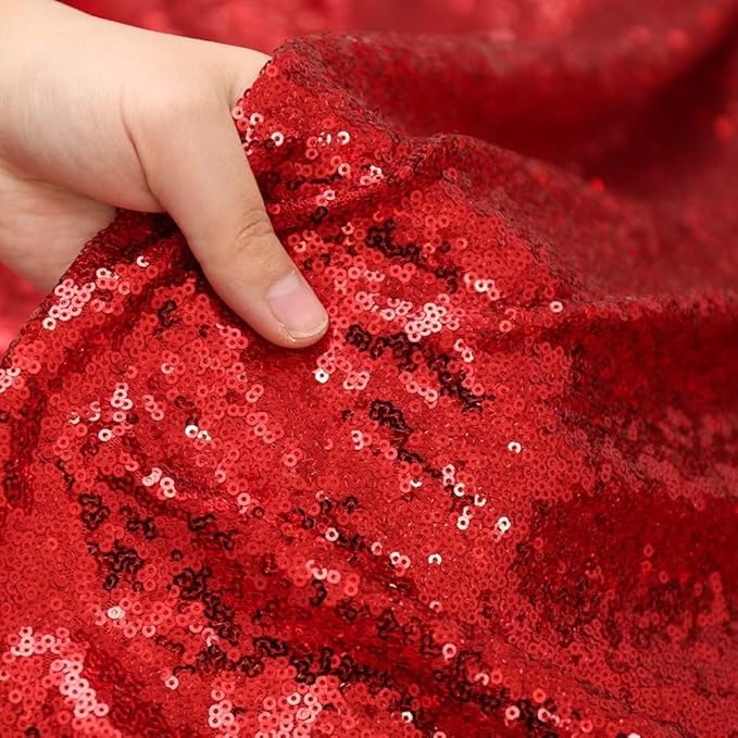 Red Sequin Backdrop Panels, Set of 2, 5 x 10 Ft Glitter Curtains