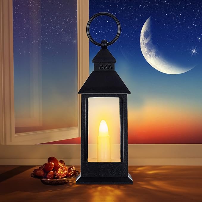 Decorative Candle Lanterns, 24 Pack Flameless LED Mini Set, Black Plastic
