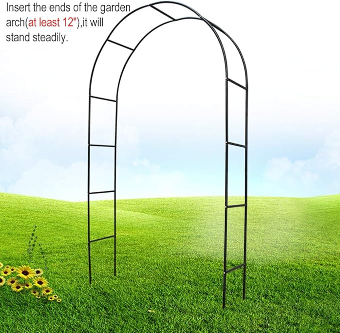 Arbor Garden Arch in Black Metal, Wide or High Setup