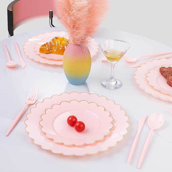 Spoons, Forks and Knives Set, 180 Count, Pink Heavy Duty Plastic Cutlery