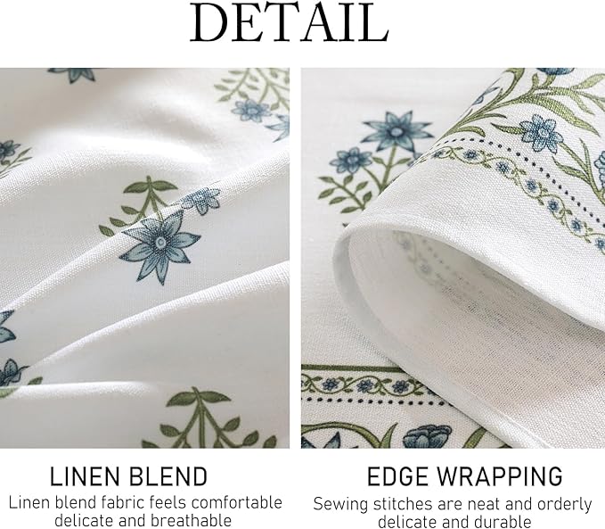 Rectangle Tablecloth 55x79 Inch Linen-Blend Floral Print