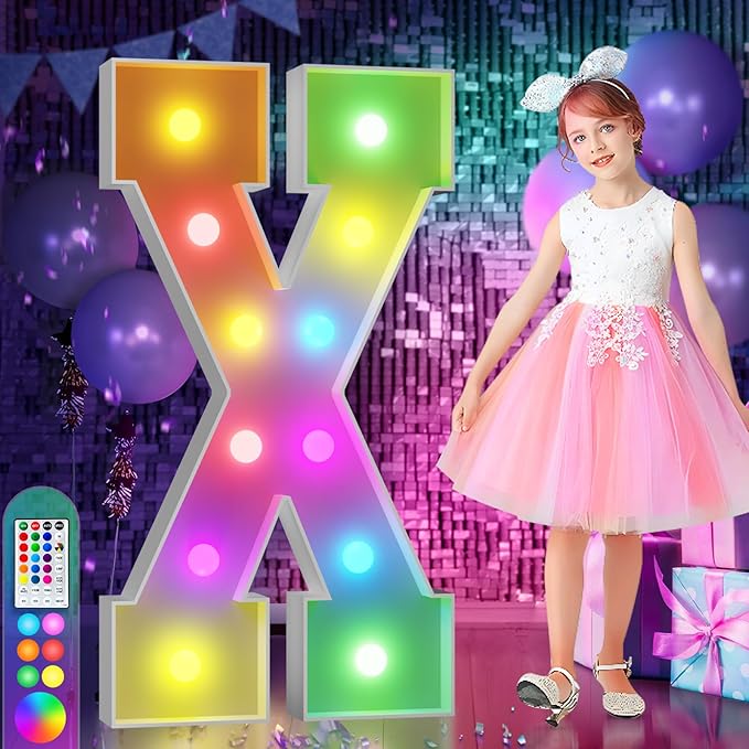 Party Decorations: 4 ft Light Up Marquee Letter X with Remote