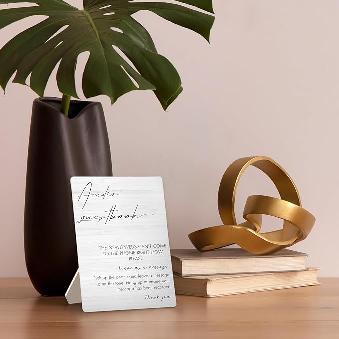 Audio Guestbook Sign, Wedding Guestbook Wooden Sign Stand 5x7inch, Message Audio Guest Book Wedding Sign Stand, Wedding Signs for Reception, Wedding Table Decorations, Wedding Table Sign