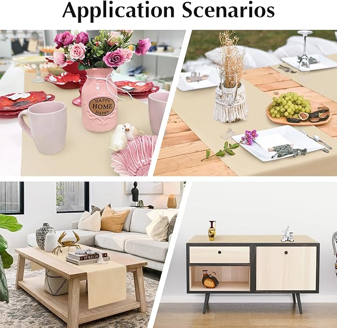 2 Pack Beige Table Runner 12 x 90 Inch Solid Color Farmhouse Runners Coffee Table Dresser for Daily Party Home Decoration
