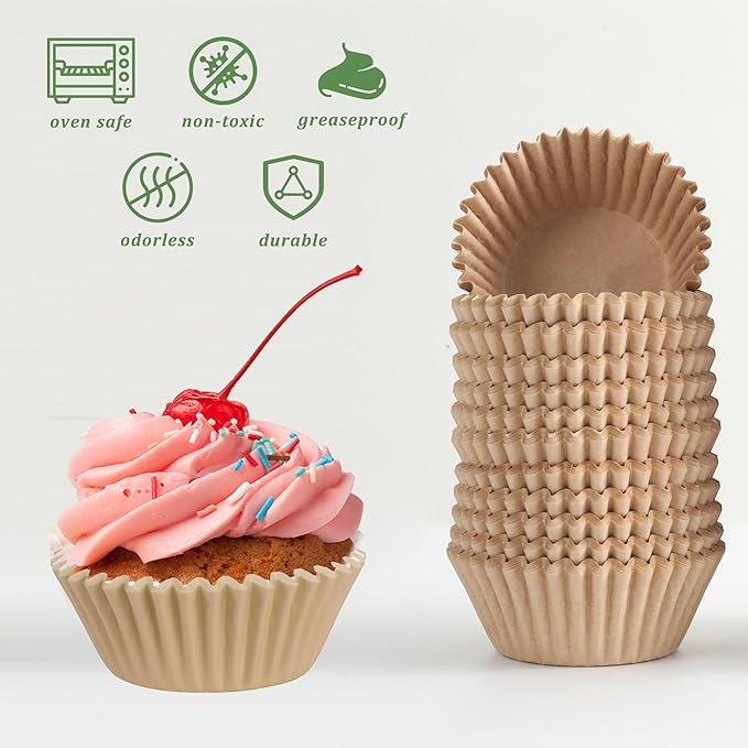 2 inch 1000-Count Mini Cupcake Liners Bright Colorful Muffin Baking Cups, Odorless,Baking Paper Cups for Baking Candy Cooking，Upgraded & Food Grade Grease-Proof Paper (Brown, 2 Inch)