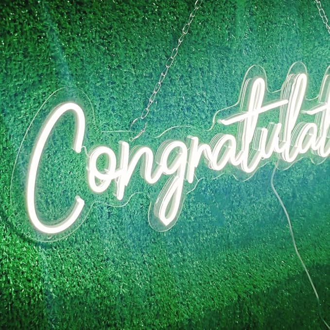 Lighted Neon Sign, USB Powered Congratulation Wall Decor for Parties